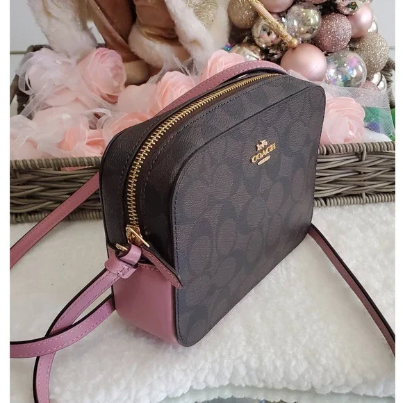 Coach Purse Signature Canvas Brown with pink Set NEW - Picture 4 of 17